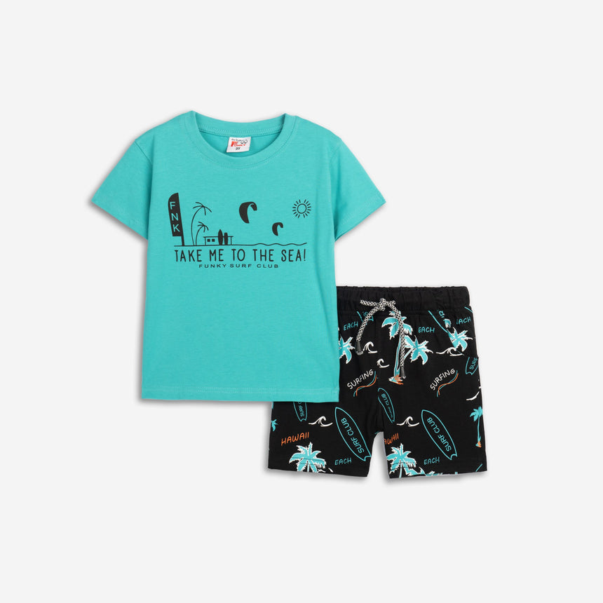 Funky for kids 125-301103-1 σετ αγορι τυρκουαζ πισινας/μαυρο allover