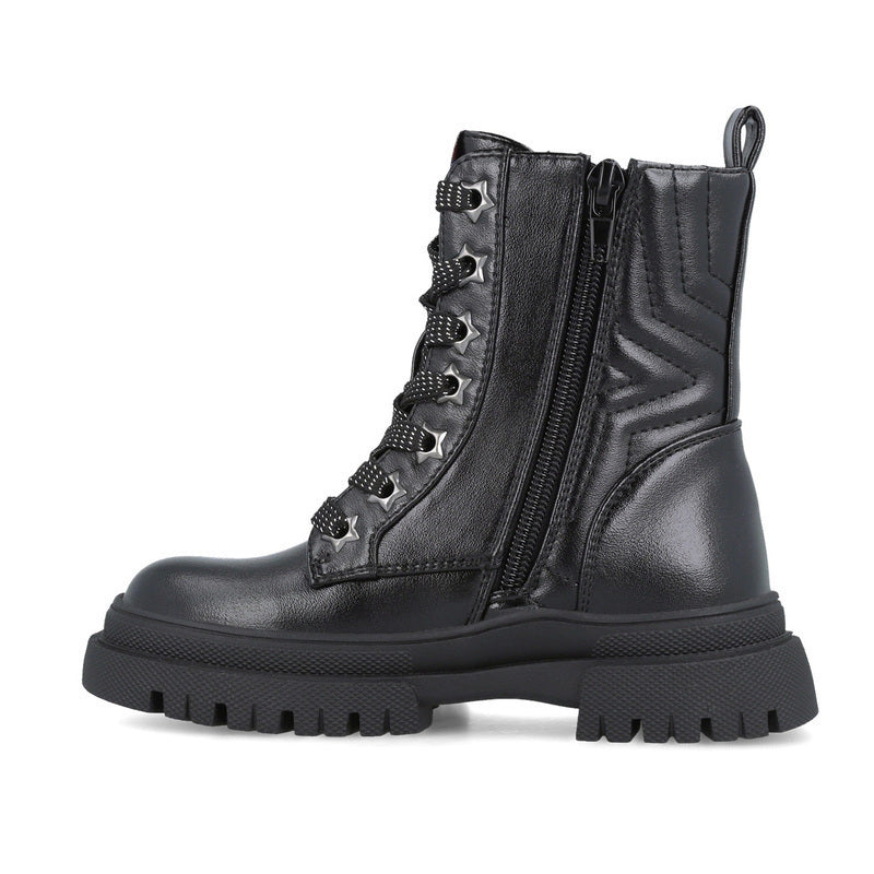 GARVALIN 251567-A054 Children's Patent Leather Ankle Boots with Zipper Black