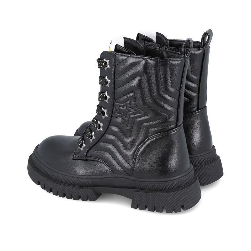 GARVALIN 251567-A054 Children's Patent Leather Ankle Boots with Zipper Black