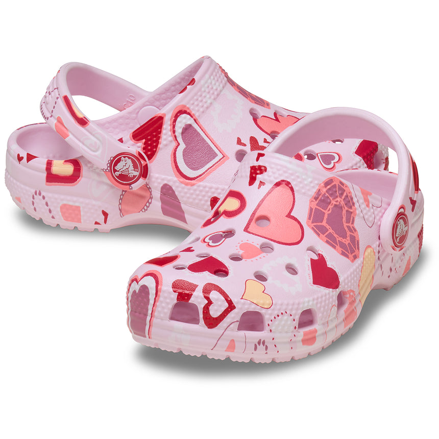 Crocs Classic Παιδικά Ανατομικά Σαμπό με καρδουλες 209755-7cI ροζ