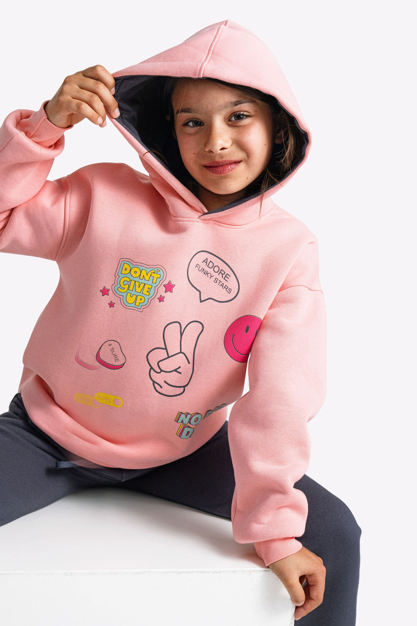 FUNKY FOR KIDS 225-517115-2 φορμα φουτερ κουκουλα κοριτσι μηλο/ανθρακι