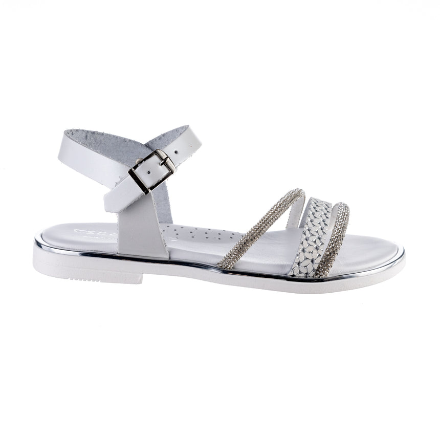 Bonito sandal AK25-66 leather with anatomical sole pearl/matte made in Greece