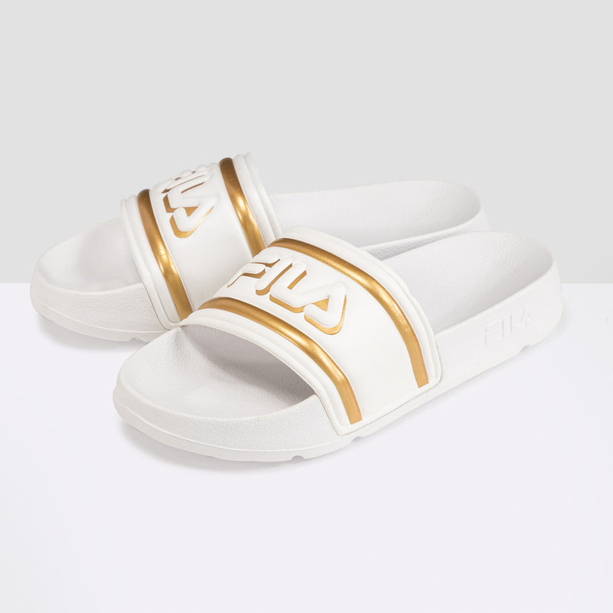 Fila Σαγιοναρες Morro Bay Logo Slipper FFW0102 White-Gold