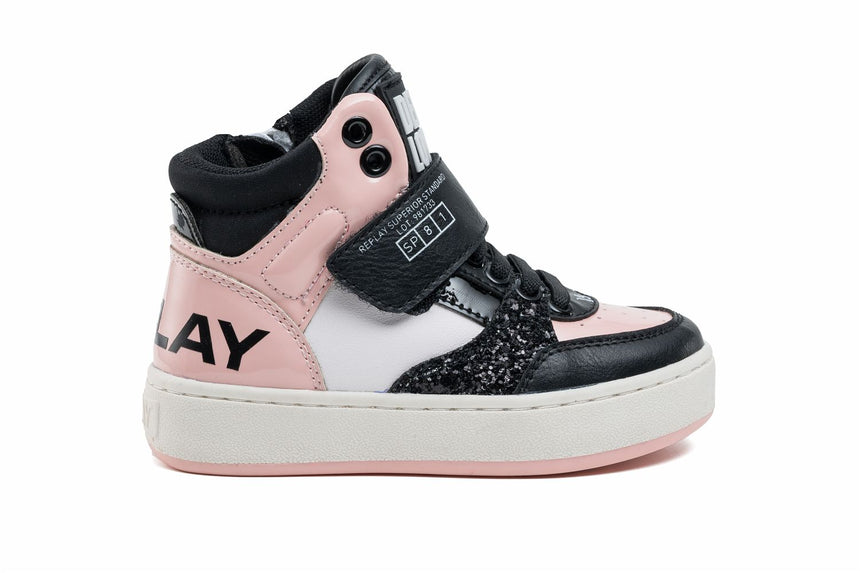 REPLAY COBRA KID 1 0746-BLACK WHITE PINK