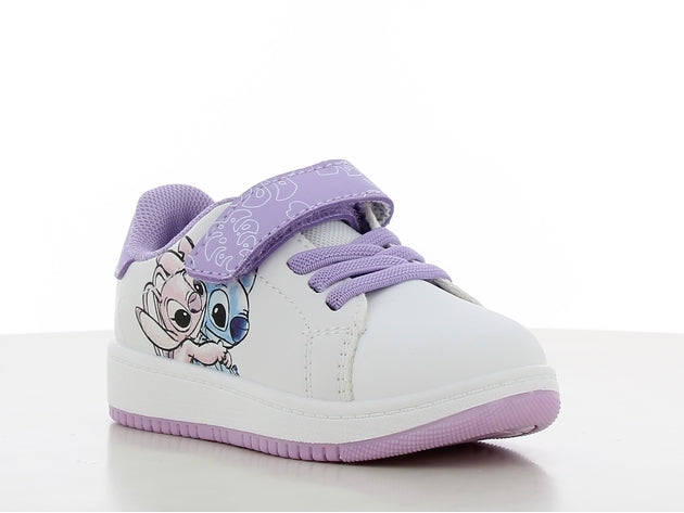 Disney stitch sneakers για κοριτσι λευκο λιλα με velcro ls002030