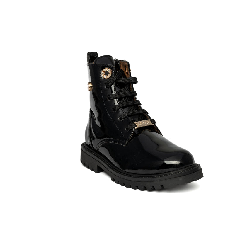 Bonito Leather Ankle Boots X24-57 BLACK Patent Leather