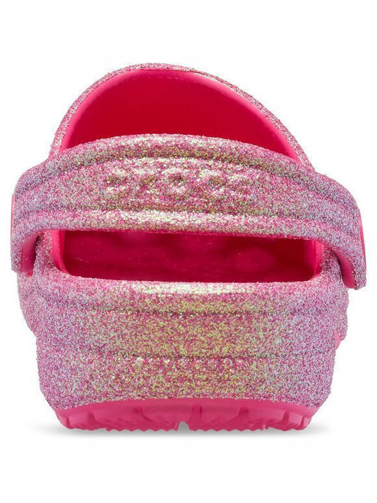 Crocs 210986-6ZQ Classic Glitter Παιδικά Ανατομικά Σαμπό Θαλάσσης Ροζ