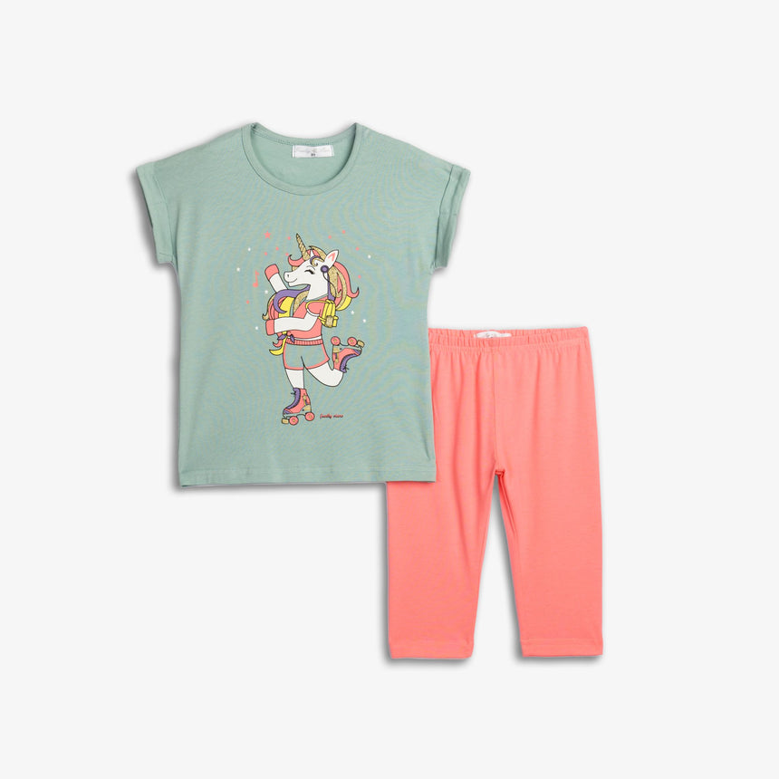 Funky for kids 125-719101-2 set girl dark pistachio/ phosphorescent salmon