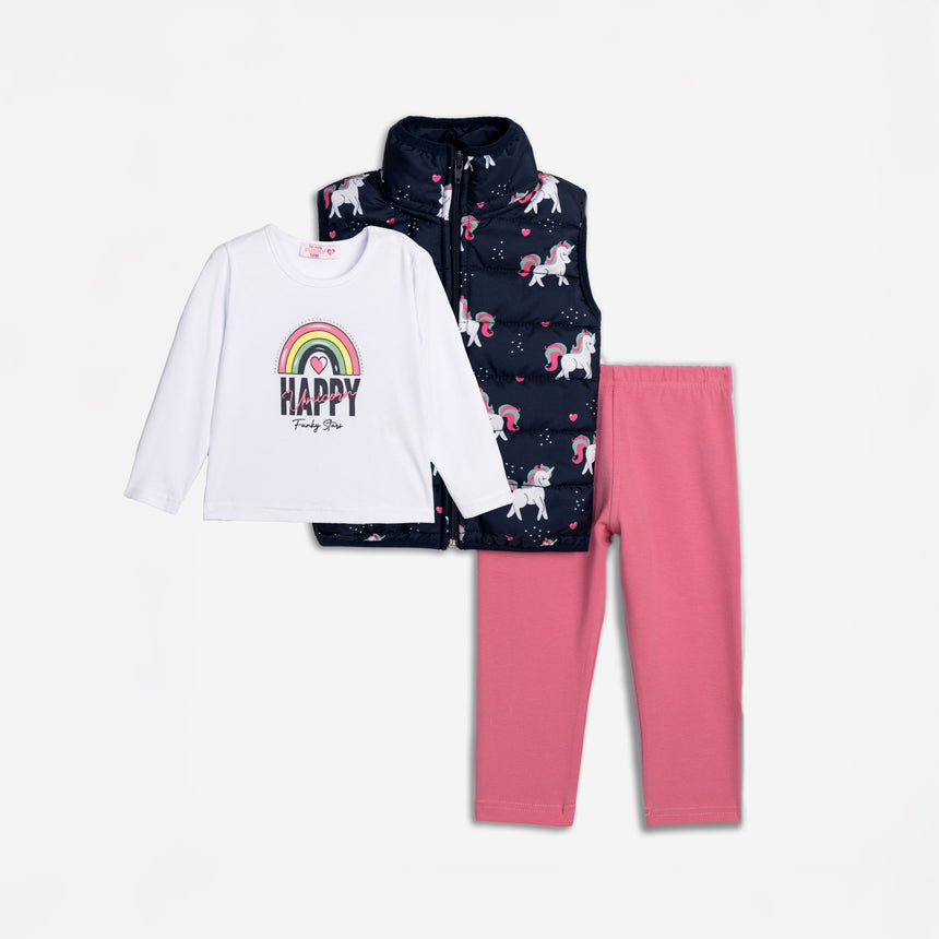 Funky for kids 125-995102-1 girl's set blue allover-white barbie pink