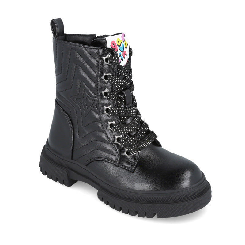 GARVALIN 251567-A054 Children's Patent Leather Ankle Boots with Zipper Black