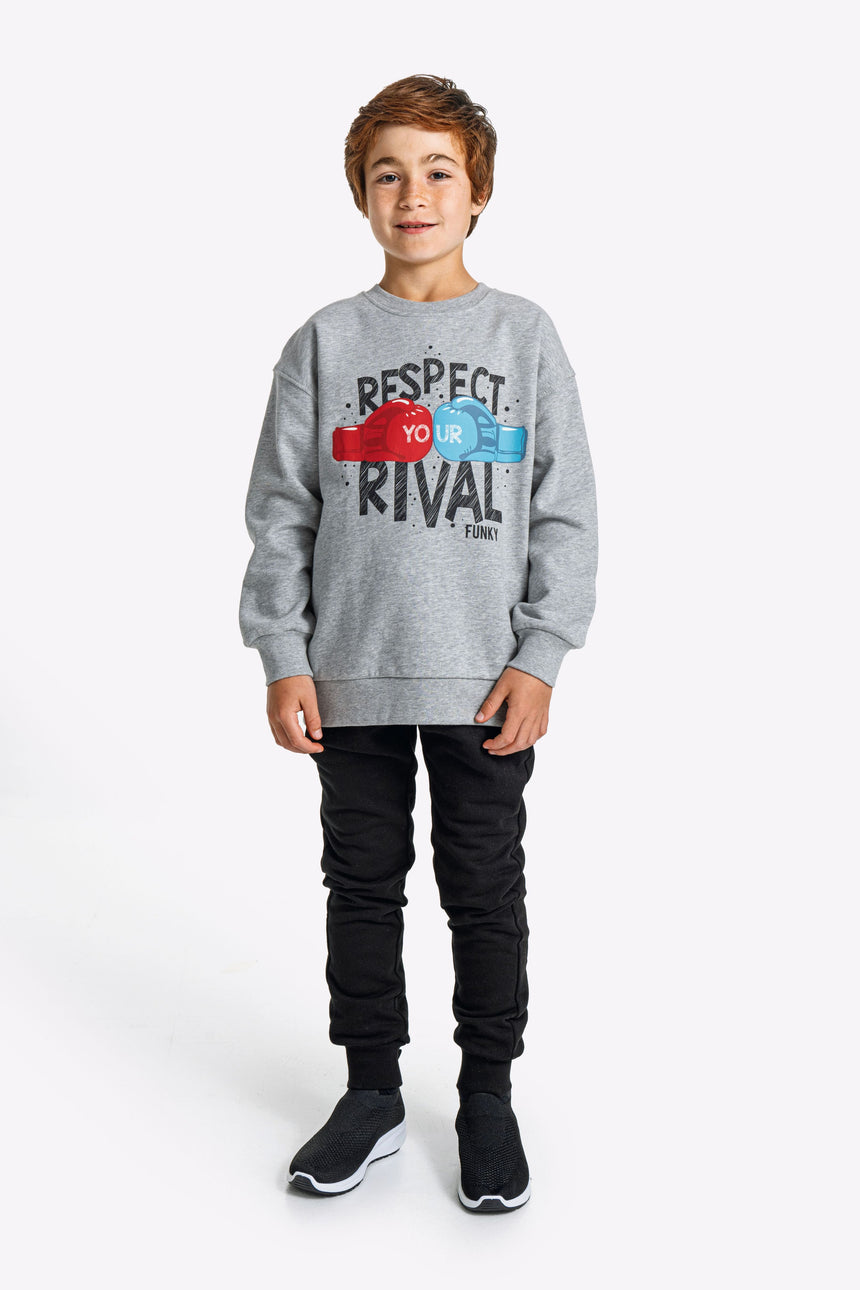 FUNKY FOR KIDS 225-117113-1 boys' sweatshirt, grey melange/black