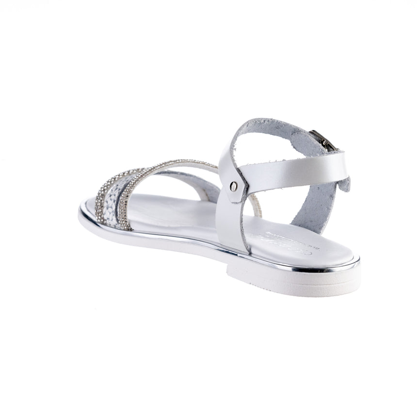 Bonito sandal AK25-66 leather with anatomical sole pearl/matte made in Greece