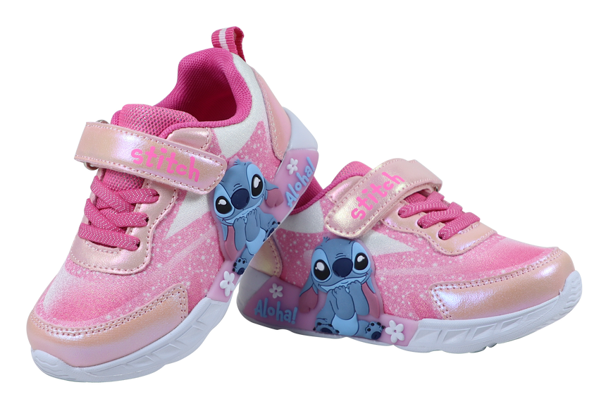 Disney Stitch Παιδικά Αθλητικά Παπούτσια με Φωτάκια για Κορίτσι Ροζ D6020206T