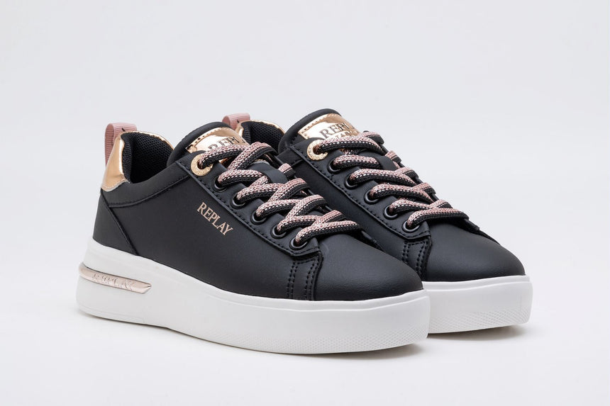 Replay Sneakers University Jr Girl 5 Jz460002s Black Pink Gold