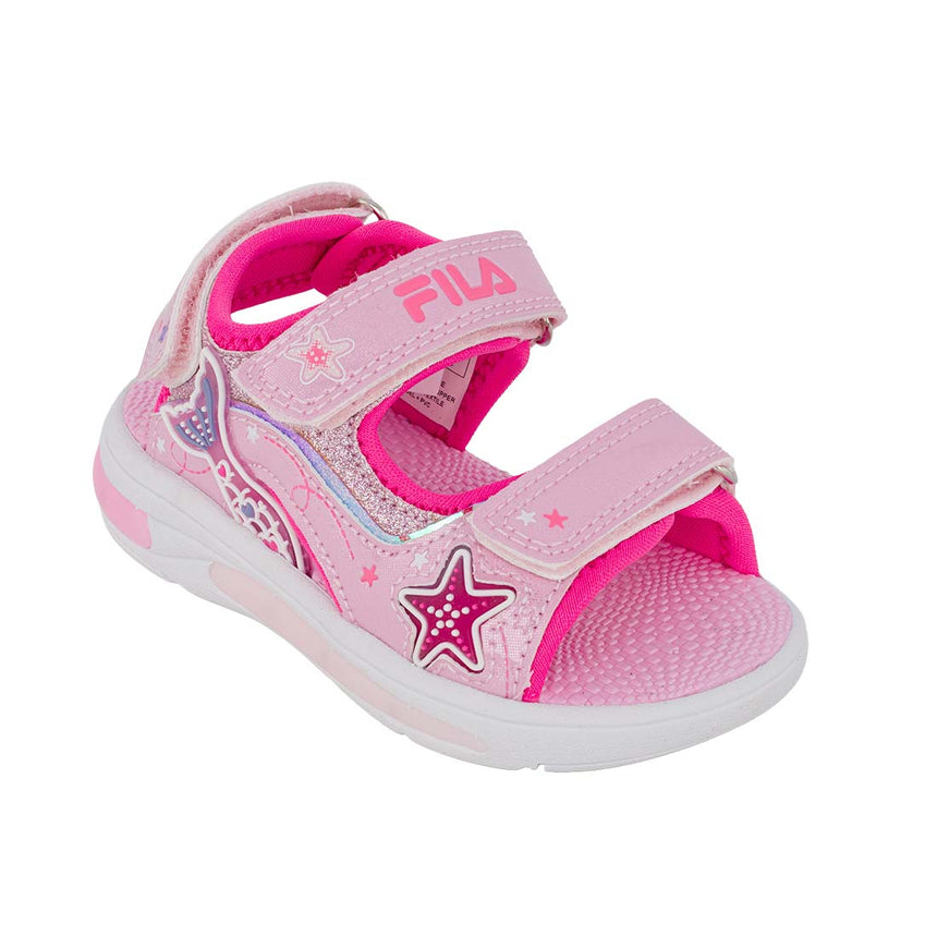 Fila Mermaid Velcro Lights 7BK61002-900 Παιδικό πέδιλο με φωτάκια για κορίτσι ροζ Γοργόνα
