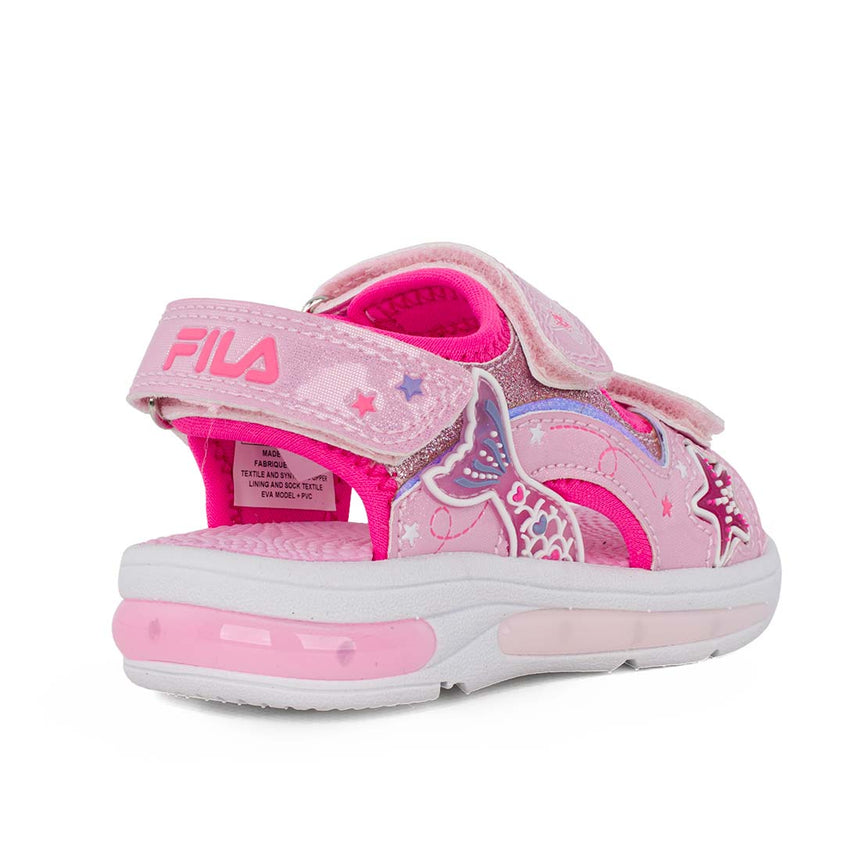 Fila Mermaid Velcro Lights 7BK61002-900 Παιδικό πέδιλο με φωτάκια για κορίτσι ροζ Γοργόνα