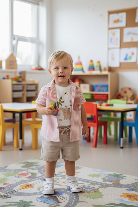 Restart for Kids Παιδικό Σετ 3 Τεμαχίων Πουκάμισο, Μπλούζα & Παντελόνι για Αγόρι 26-11211