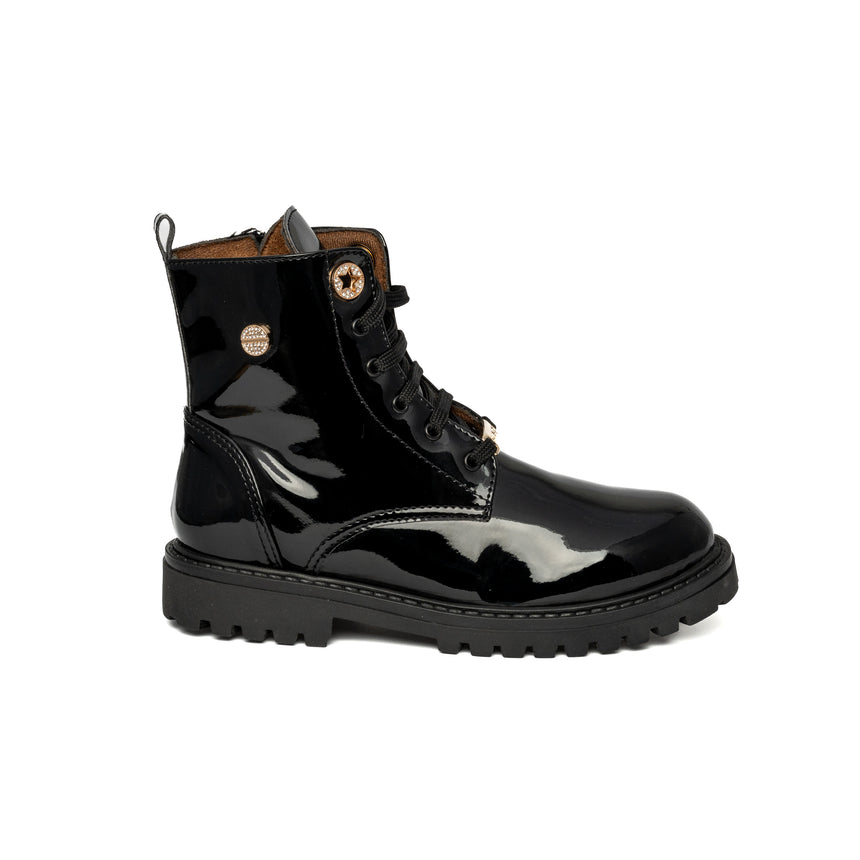 Bonito Leather Ankle Boots X24-57 BLACK Patent Leather