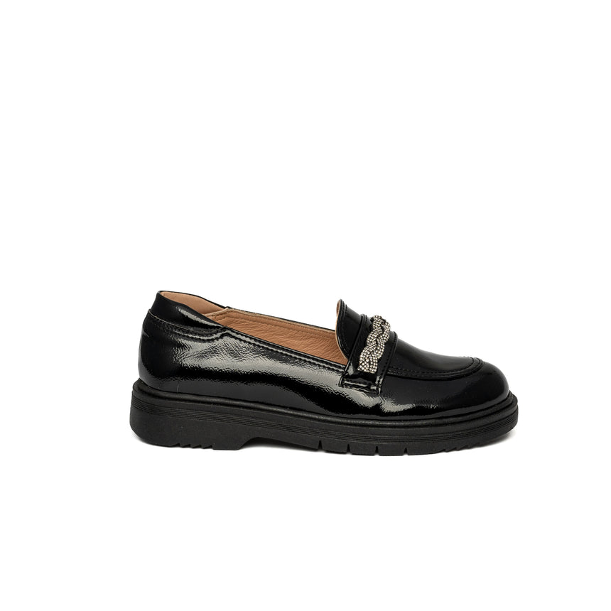 Bonito Kids Leather Loafers X24-93 Black L