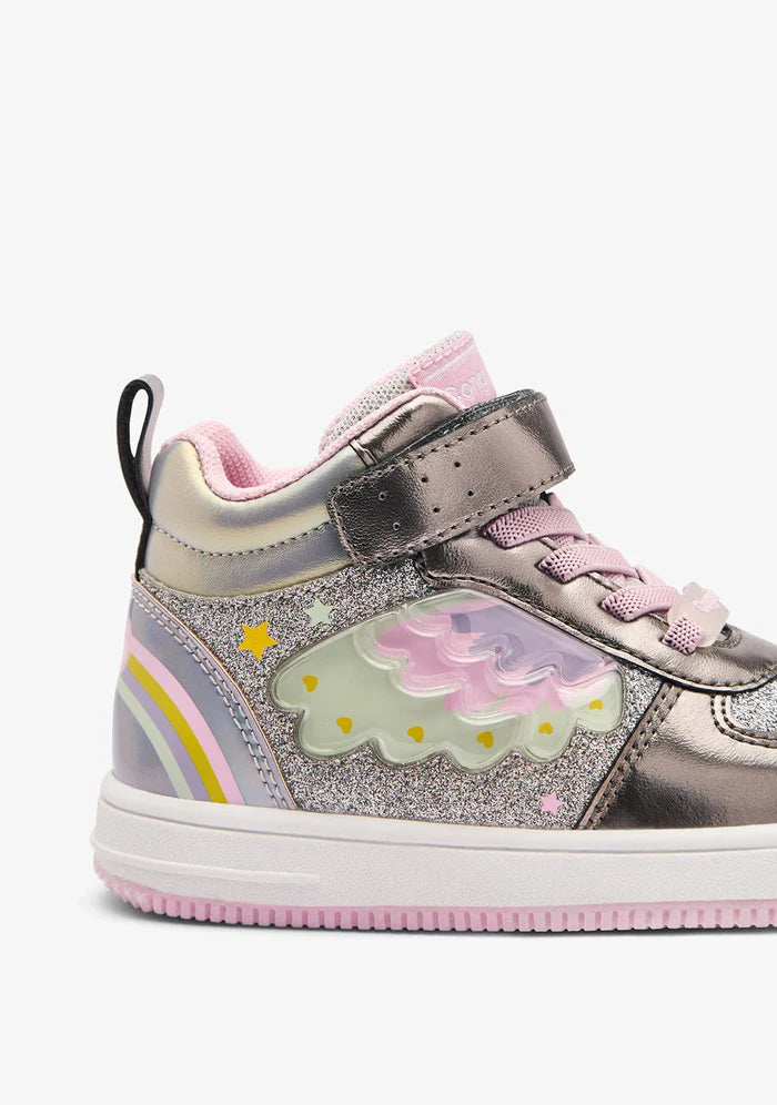 CONGUITOS COSH224055-PEWT-25 HIGH CUT SNEAKERS WITH LIGHTS PEWTER