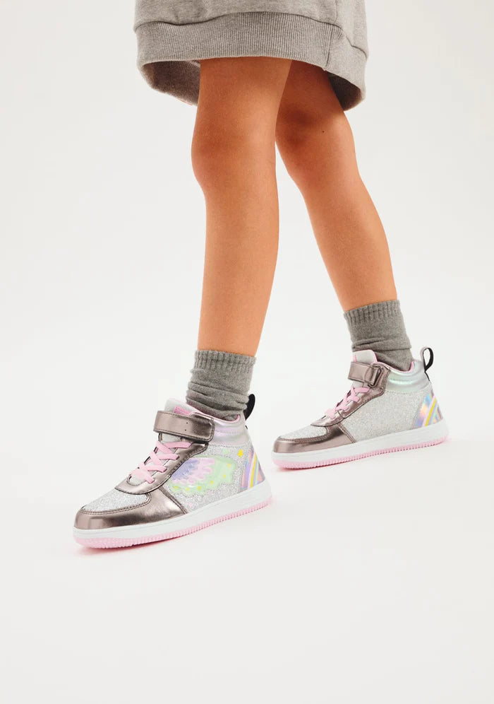 CONGUITOS COSH224055-PEWT-25 HIGH CUT SNEAKERS WITH LIGHTS PEWTER