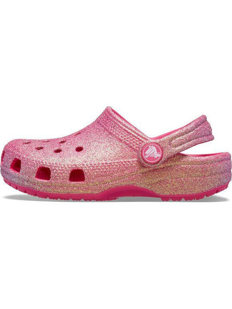 Crocs 210986-6ZQ Classic Glitter Kids Clogs Navy Pink