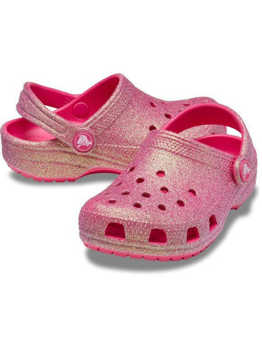 Crocs 210986-6ZQ  Classic Glitter Παιδικά Ανατομικά Σαμπό Θαλάσσης Ροζ