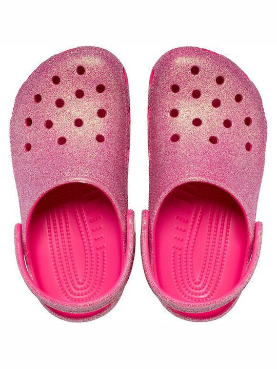 Crocs 210986-6ZQ  Classic Glitter Παιδικά Ανατομικά Σαμπό Θαλάσσης Ροζ
